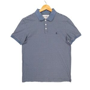 Original Penguin Polo Shirt Mens M Blue 100% Cotton Striped Short Sleeve Casual